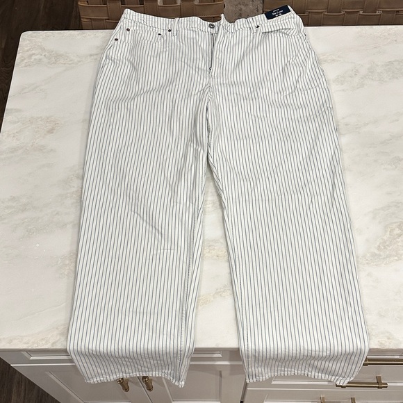 Abercrombie & Fitch Blue Striped Jeans Size 34 18L - Picture 1 of 3